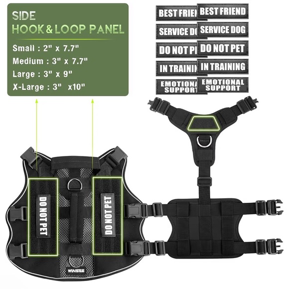 WINSEE Service Dog Harness - Black - Picture 7 of 9